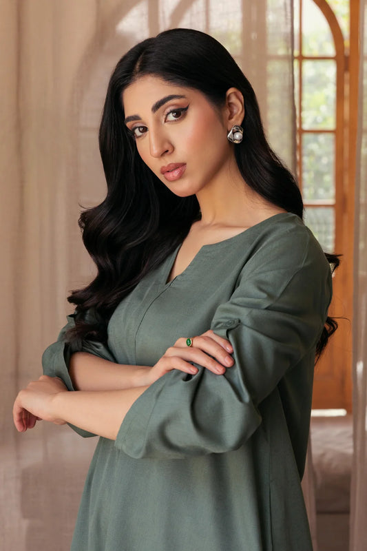 Green Long Kurta - Ghonche Official