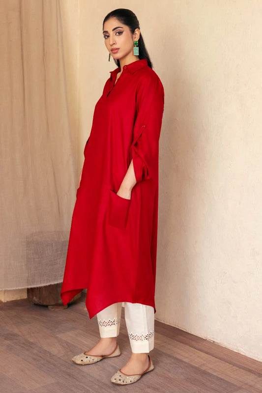 Hot Red Long Shirt - Ghonche Official