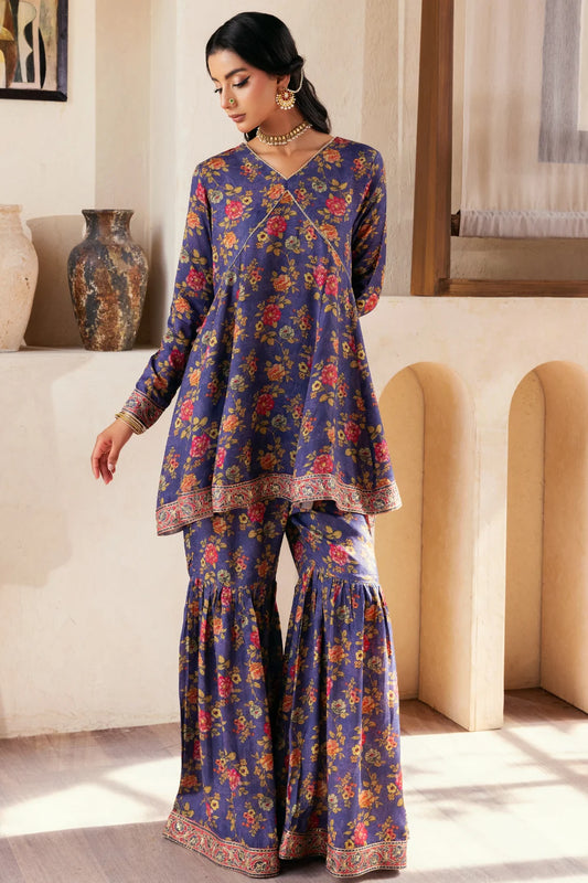 Farshi - 2 Piece - Raw Silk(Shirt/Garara) - Stitched - Ghonche Official