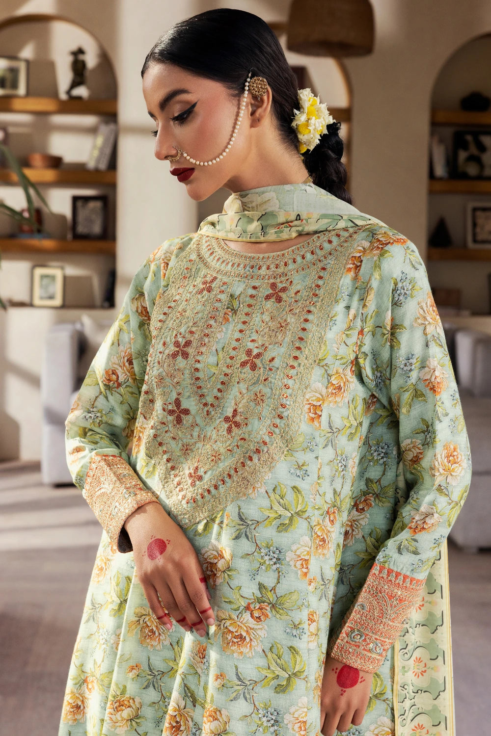 Jahanara - 2 Piece - Raw Silk(Frock/Dupatta) - Stitched - Ghonche Official