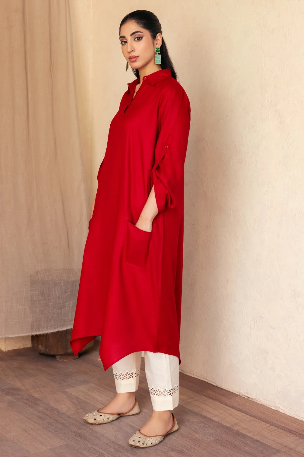 Hot Red Long Shirt - Ghonche Official