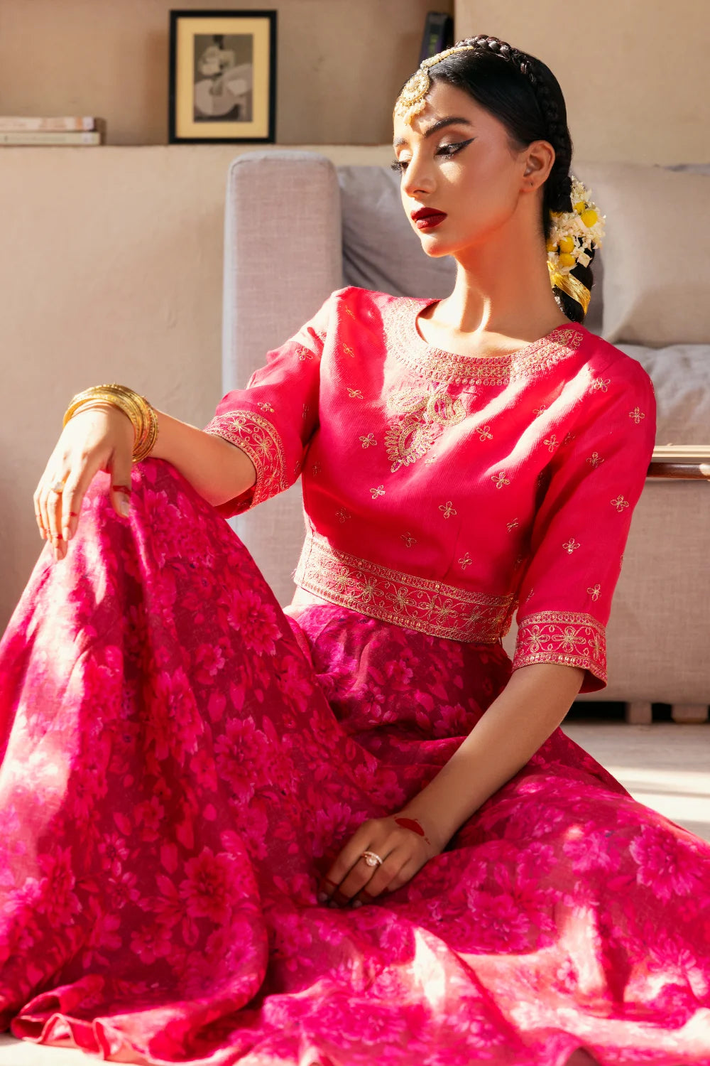 Mumtaz - 2 Piece Raw Silk(Choli/Lehnga) - Stitched - Ghonche Official