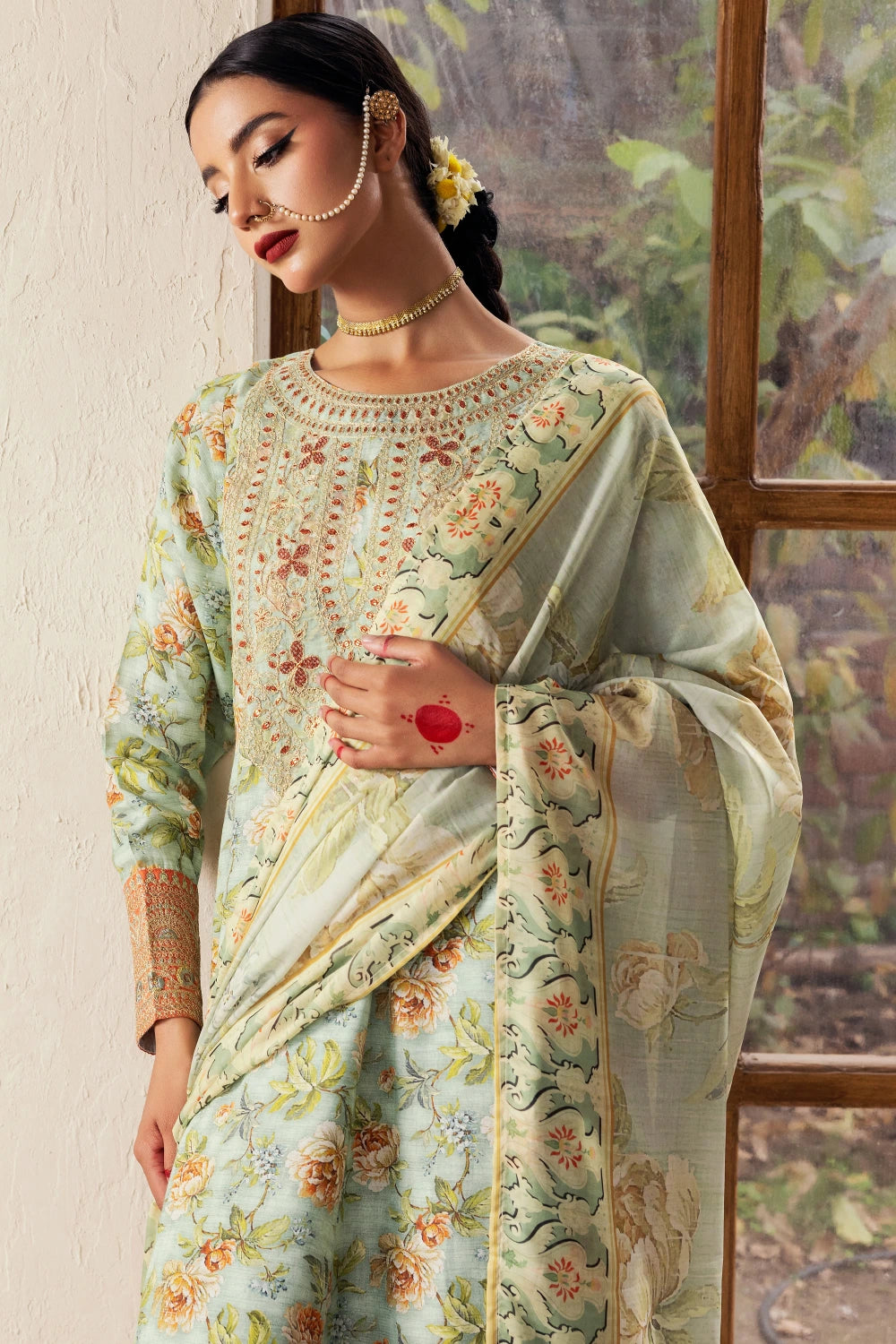 Jahanara - 2 Piece - Raw Silk(Frock/Dupatta) - Stitched - Ghonche Official