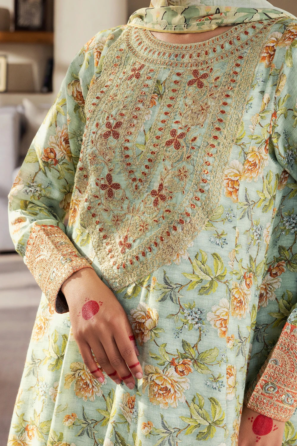 Jahanara - 2 Piece - Raw Silk(Frock/Dupatta) - Stitched - Ghonche Official