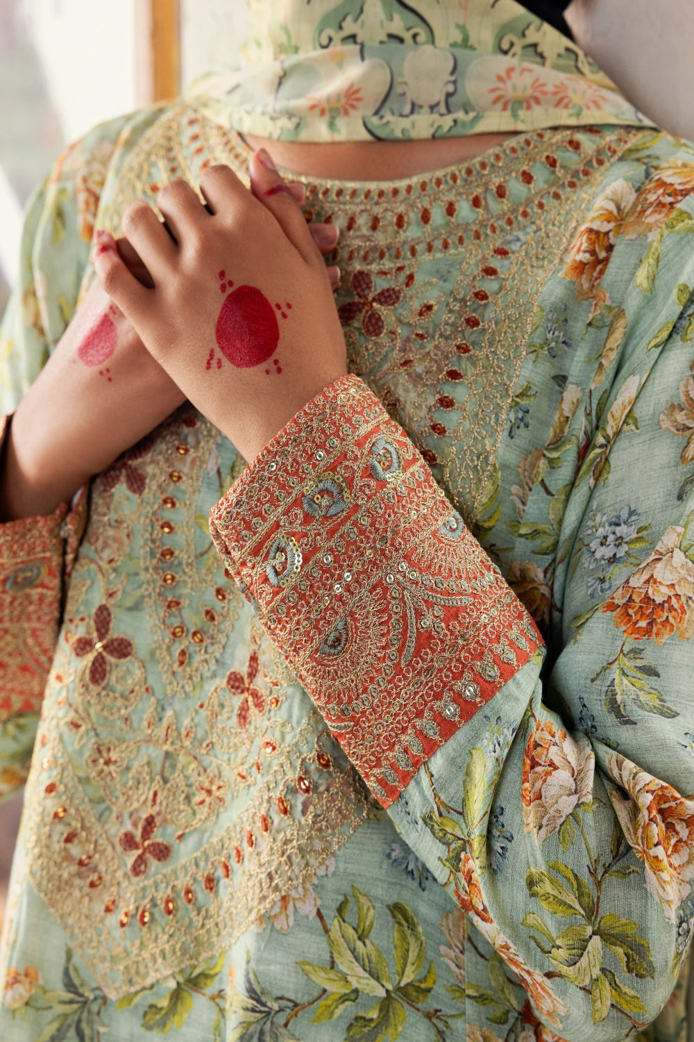 Jahanara - 2 Piece - Raw Silk(Frock/Dupatta) - Stitched - Ghonche Official