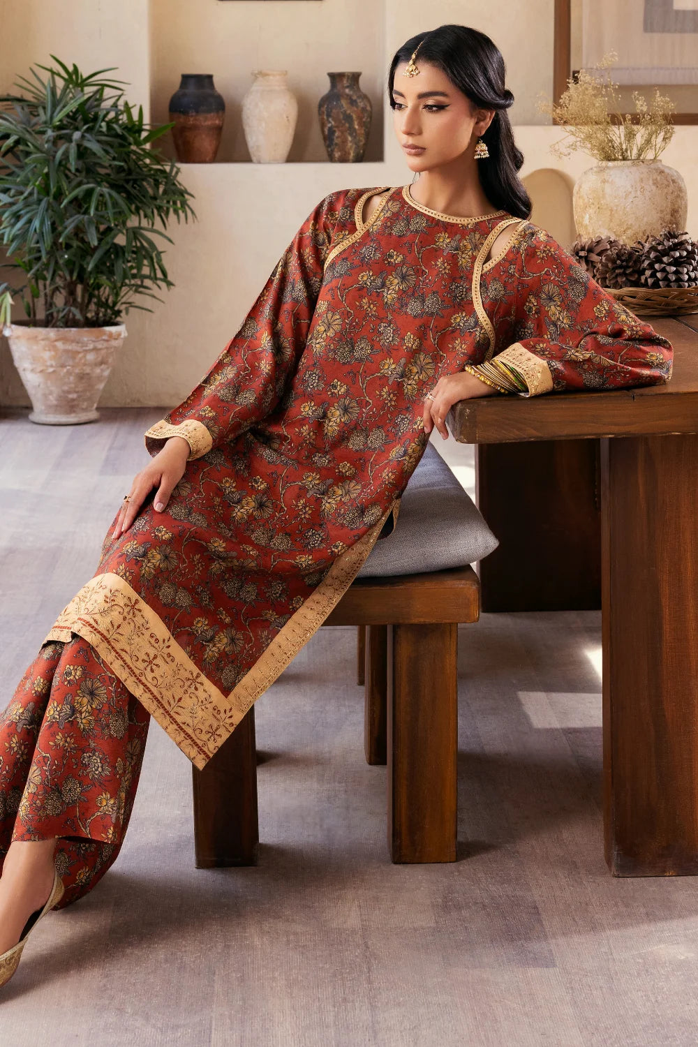 Mehrunisa - 2 Piece - Raw Silk(Shirt/Trouser) - Stitched - Ghonche Official